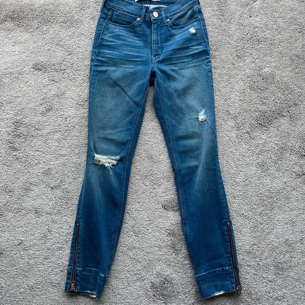 AYR Blue Skinny Jeans with Ankle Zippers